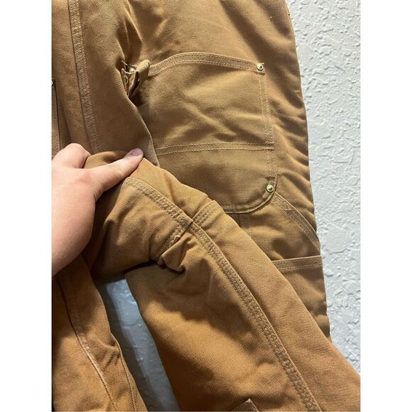 Carhartt Brown Overall Bibs Men’s Size 42x32 Preowned - Discoloration-Marks - Picture 14 of 16